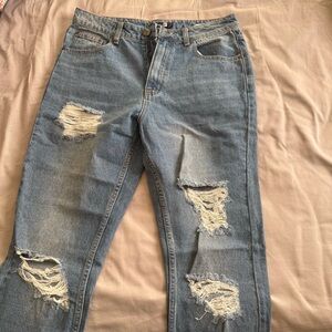 Distressed Blue Jeans